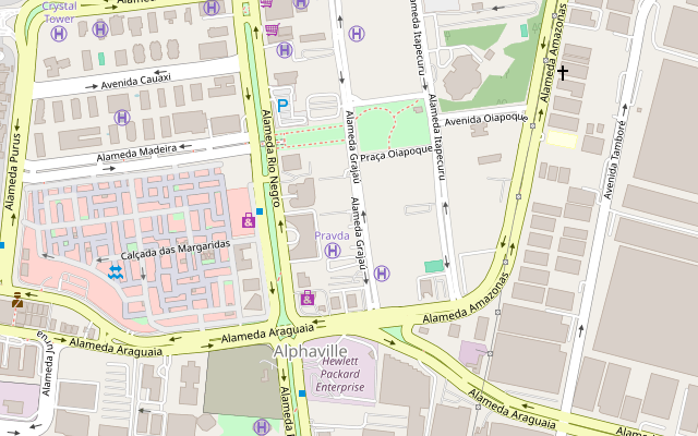 Mapa da região da unidade Alphaville, na Alameda Araguaia, 1.293